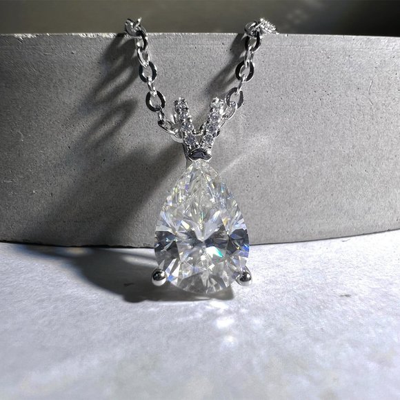 Certified 2ct. t.w. Moissanite Diamond Teardrop Necklace - Picture 3 of 14